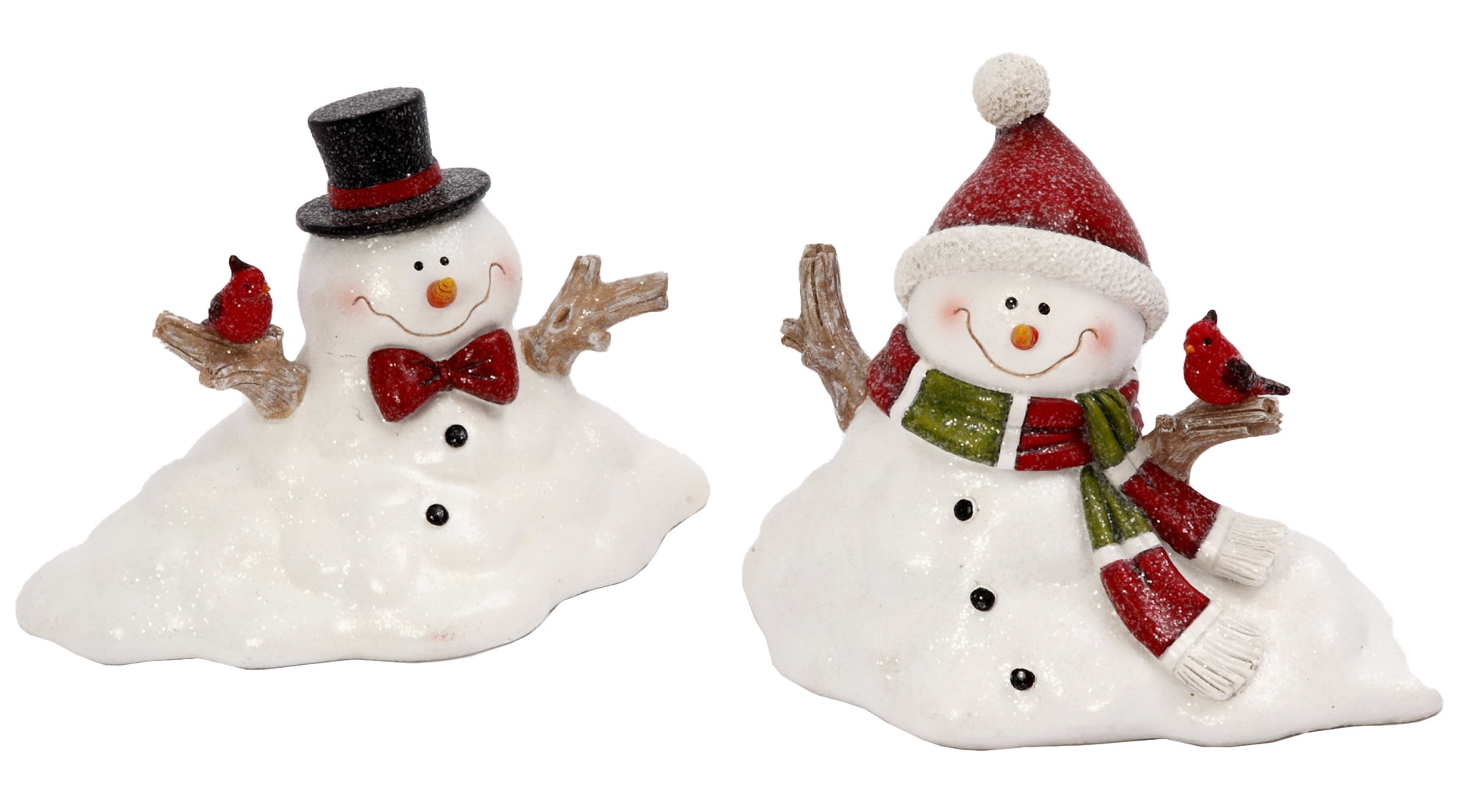 2 Pc Holiday Christmas Melting 8" Long Snowman Figurine Set Walmart