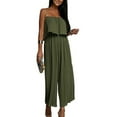 thumbnail image 3 of QUYUON Jumpsuits for Women Summer Casual Loose Sleeveless Spaghetti Strap Wide Leg Pants Jumpsuit Rompers Pleated Cropped Pants One-Piece Lounge Jumpsuits Style J-25, Green XL, 3 of 7