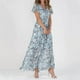 thumbnail image 1 of WILLBEST Vestidos de Mujer Vestidos de Mujer Vestido Largo de Gasa Floral Manga Corta Volantes Cuello En V Vestido Fluido de Cintura de Moda Vestidos Chica, 1 of 3