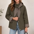 thumbnail image 4 of Alkepwun Detachable Hooded Jackets for Women Plaid Lining Inside Hood and Cuffs Zip Up Snap Button Loose Fit Casual Jacket with Pockets for Daily Wear Outdoor Activities, 4 of 7