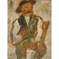 thumbnail image 2 of Tadeusz Makowski 12x14 Black Ornate Wood Framed Double Matted Museum Art Print Titled: Study of a Peasant in a Hat (1920), 2 of 5