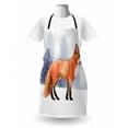 thumbnail image 3 of Fox Apron, Animal Side View Painting on Winter Snowing Backdrop, Unisex Kitchen Bib with Adjustable Neck for Cooking Gardening, Adult Size, Indigo Burnt Orange, by Ambesonne, 3 of 4