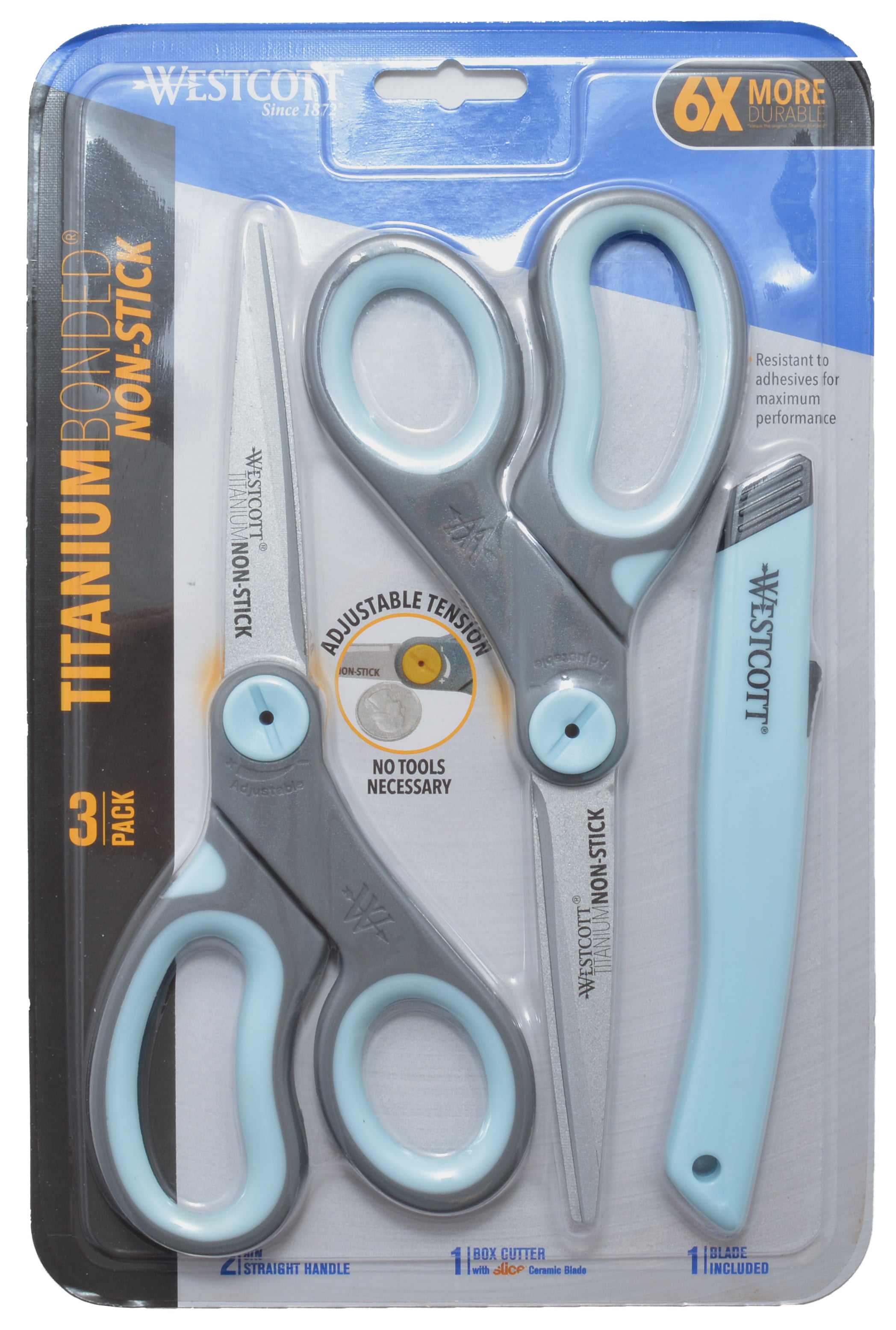 Westcott ‎14881 5-Inch Non-Stick Titanium Scissors For Office and Home,  Yellow/Gray