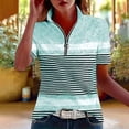 thumbnail image 7 of KIHOUT Women's Striped Color Block Quarter-Zip Polo Shirt, Short Sleeve Stand Collar Casual and Golf Top with Relaxed Fit, 7 of 7