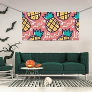 ZICANCN Banner Yard Signs, Pineapple Doodle Icons Party Wall Decor for Indoor Outdoor Room, Small Size