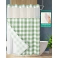 thumbnail image 2 of No Hook Shower Curtain with Snap in Liner, Geometric Simple Green Plaid Hotel Shower Curtains for Bathroom, Washable Shower Curtain Liner Set with Mesh Top Window, 72"x72", 2 of 6