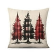 thumbnail image 2 of Red Christmas Tree Snowflake Throw Pillows Cover Square Throw Pillow Case Set of 4 Vintage Pillowcase for Indoor Home Bedroom, 2 of 7