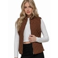 thumbnail image 2 of NE PEOPLE Women’s Quilted Vest – Lightweight Sleeveless Full Zip Up Casual Stand Collar Padding Gilet Jacket with Pockets NEWV40 Brown XL, 2 of 8