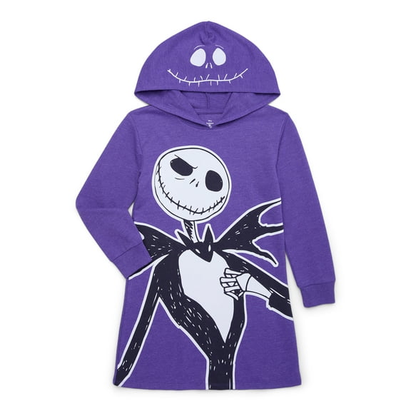 Nightmare Before Christmas Halloween Cosplay Hoodie Dress with Long Sleeves, Sizes 4-12