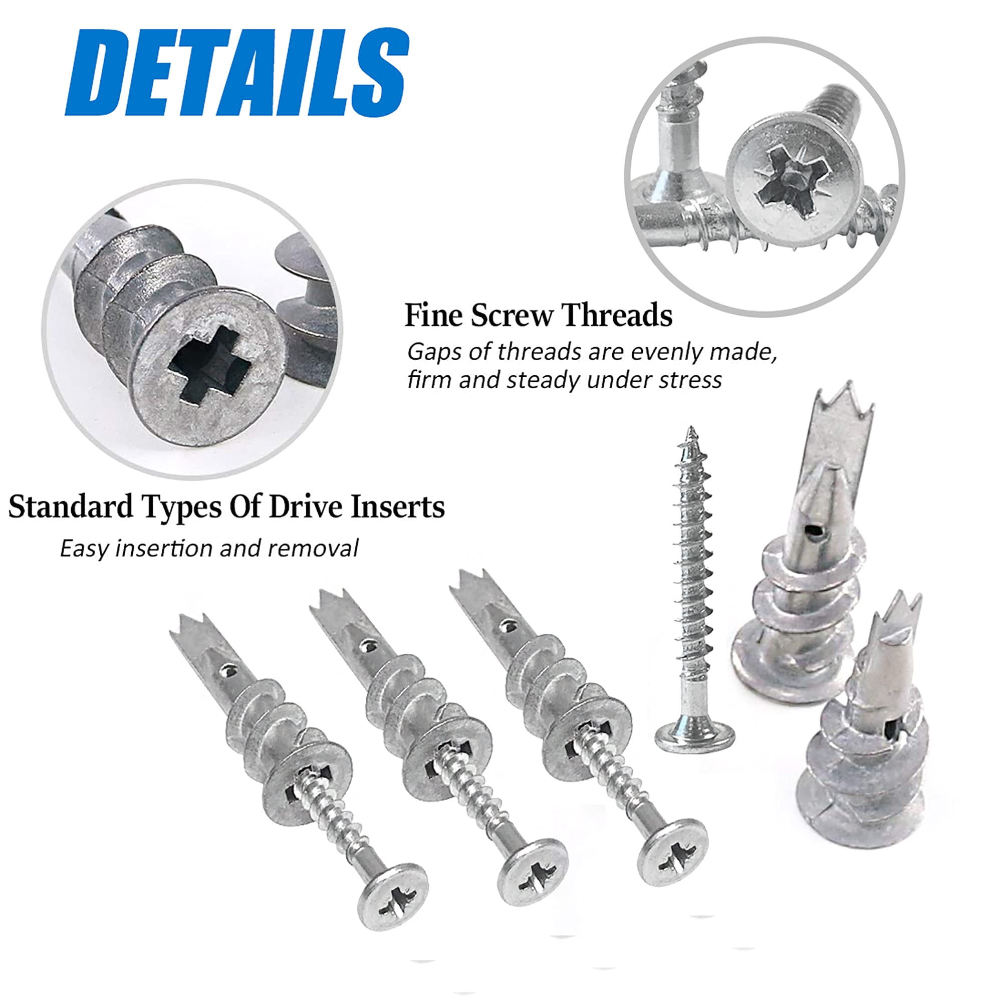 140pcs Plastic Drywall Anchors Self Drilling Hollow Wall Anchors with Screws Assortment Kit (13x42mm + 15x33mm)