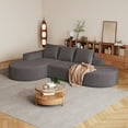 thumbnail image 3 of 109" Modern Modular Curved L-Shaped Sofa, Chenille Upholstered Sectional Couch Set with 3 Pillows,Free Combination Sofa for Living Room,Grey, 3 of 12