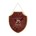 thumbnail image 1 of Reloj de pared vintage con números arábigos, regalo de inauguración de la casa, forma de escudo, reloj colgante, reloj de madera para decoración de Rojo, 1 of 8