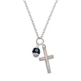 thumbnail image 2 of Delight Jewelry Silvertone Hot Blue Dots on Black Spinner Be Strong and Courageous Engraved Cross Zoey Necklace, 28", 2 of 4