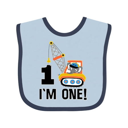 

Inktastic First Birthday Construction Truck 1 Year Old Gift Baby Boy Bib