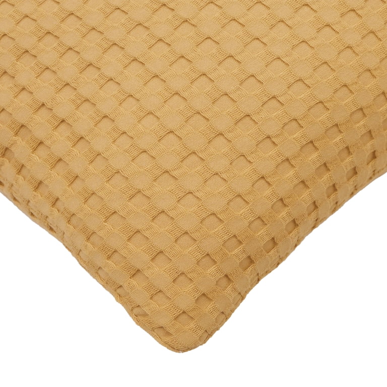 Waffle Knit Decorative Throw Pillow, 18 x 18 Inches, Yellow, 2-Pack photo 6