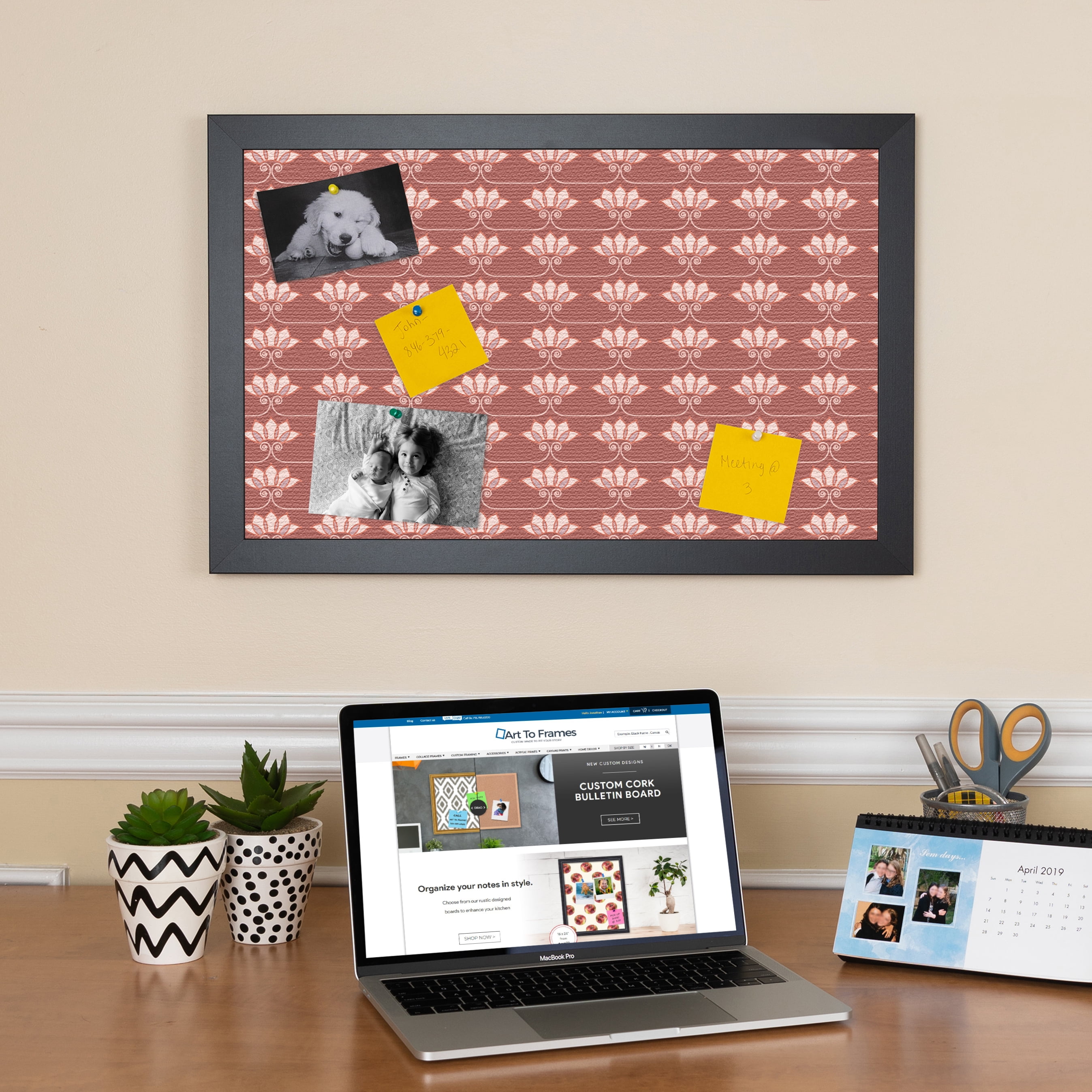 PinPix ArtToFrames 18x22 Custom Cork Bulletin Board Pink Sea Shells   Poster Board Has a Fabric Style Canvas Finish, Framed in Satin Black (PinPix-553)