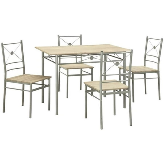 Anna Fontana 5-piece Rectangular Dining Set Brushed Silver