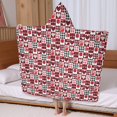 thumbnail image 5 of Red and Black Christmas Love Pattern Hooded Bath Towel，60"x35" for Ages 3 To 12 Kids, Quick Dry Lightweight Soft Microfiber Hood Beach Towel Cover Up for Kids, 5 of 7