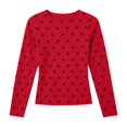 thumbnail image 3 of IMENGL Long Sleeve Shirts for Women Casual Dots Cute Crop ns T-Shirt Soft Women's Basic Tee Long Sleeve Tops,Red, 3 of 8