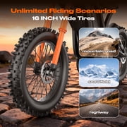 Electric Dirt Bike for Adults,3000W Electric Motorcycle 36MPH 48V 25Ah Battery,85+Miles Electric Bike,16 Fat Tire Ebike,Dual Hydraulic Brakes Mountain Bike,Full Suspension,UL2849
