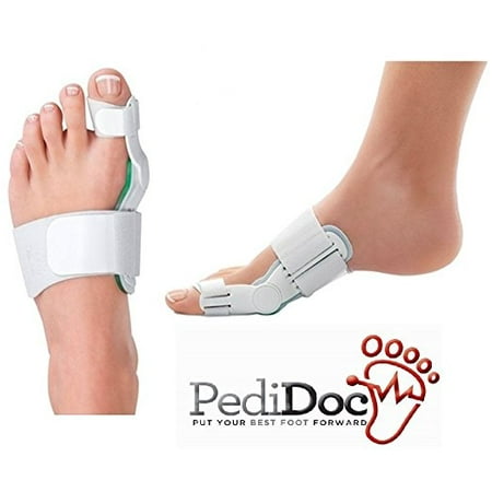 PediDoc Bunion Corrector and Bunion Relief Hinged Bunion Splint with Hallux Valgus Bunion Pads Bunion Bootie Toe Straightener to Realign Toes and Effective Foot Pain