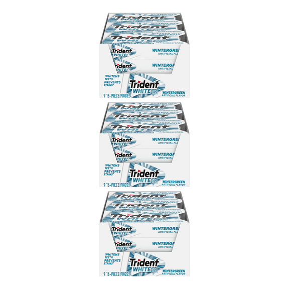 Trident White Wintergreen Sugar Free Gum, 27 Packs of 48 Pieces (432 Total Pieces) BIG TRIPLE PLAY