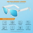 thumbnail image 6 of LINVO Classic Retro Transparent Frame Polarized Blue Sunglasses for Men Women Fishing Driving Hiking, 6 of 7
