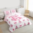 thumbnail image 3 of Homewish Initial B Letter Full Size Comforter Sets for Teens, Pink Christmas Tree Bedding Comforter Set, Cartoon Princess Ribbon Bow Reversible Bedding Sets, Microfiber Bedroom Decor, 3 Pieces, 3 of 8