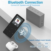 16GB MP3 Player with Bluetooth 1.8 inch Screen Portable Music Player with Speaker, Voice Recorder, Video, E-Book, Photo, Touch Buttons Digital Audio Player, Supports Expanded Up to 128GB, Black