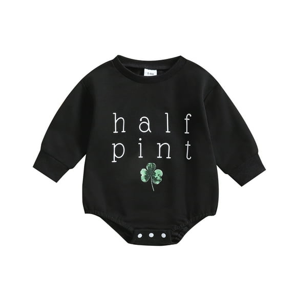 Ulitacool Girls Spring Onesies Round Neck Long Sleeve Baby Boys Girls Outfit Jumpsuit Romper For Play Infant Toddler Clothes Black 0-6 Months
