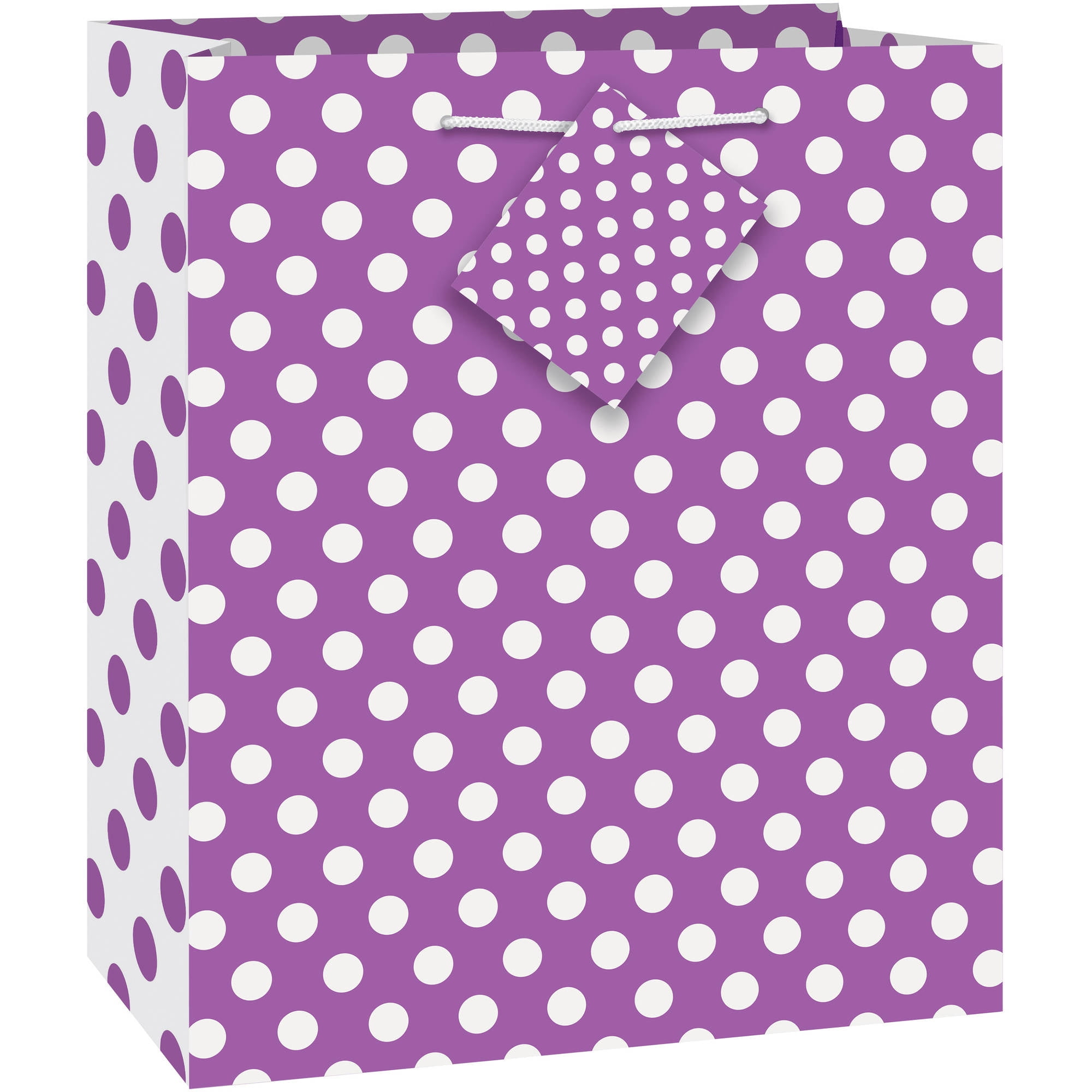 Purple Polka Dot Gift Bag, 9" x 7"