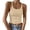 Khaki, variant on Women Solid Color Vertical Stripe Casual Halter Tank Top High Elasticity Skin-Friendly Comfortable Sporty Tops Brown,S