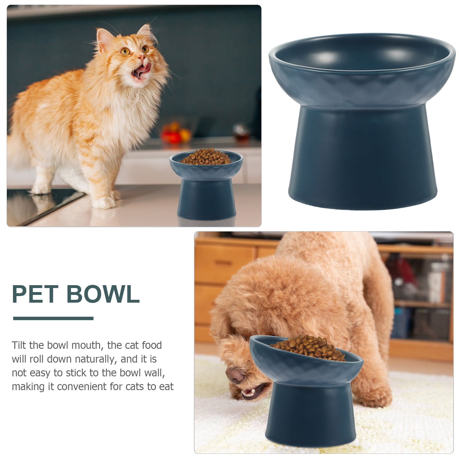 PBPBOX Indoor Pet Bowl Cat Bowl Ceramic Navy 1Pack