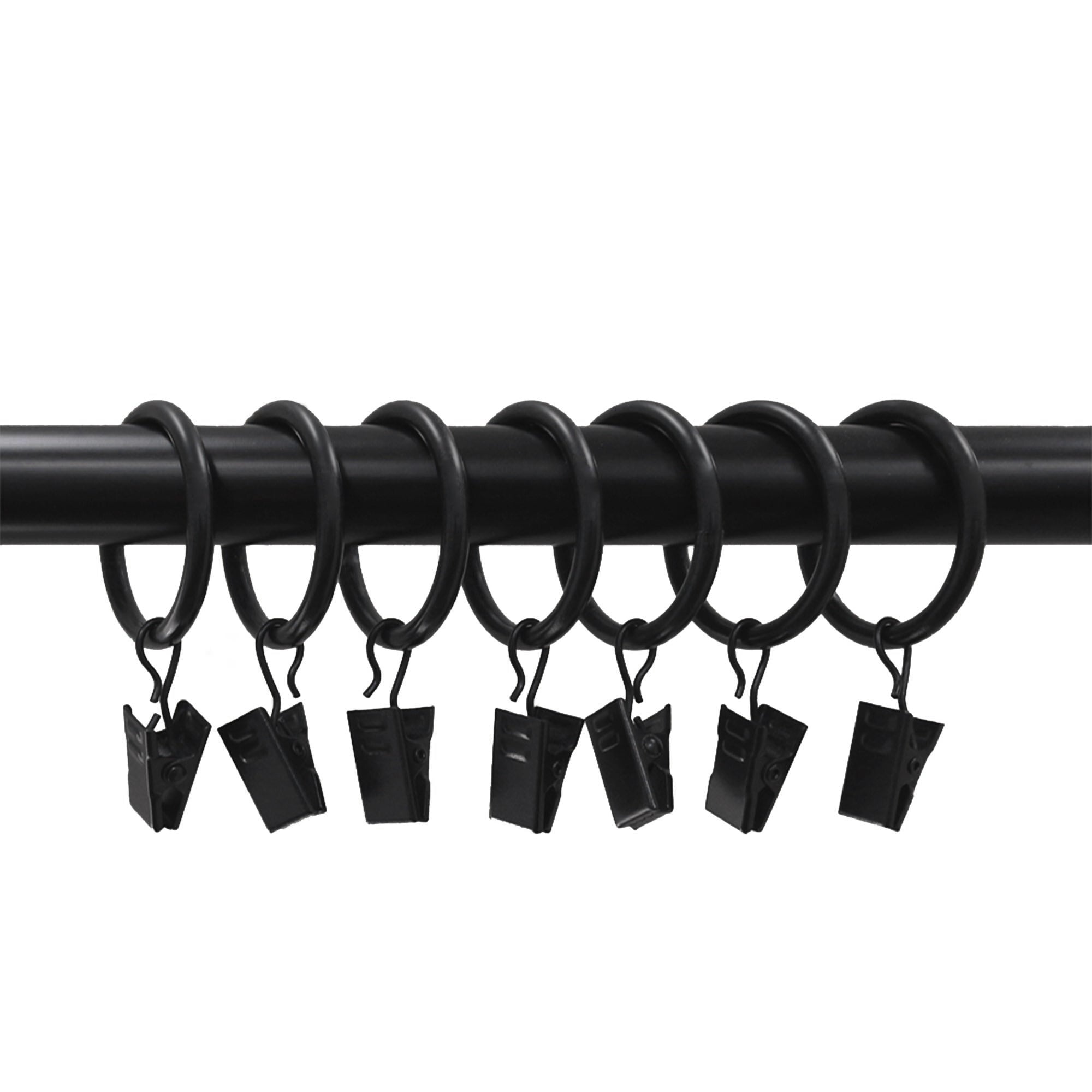 Lumi 1-1/4 in. Clip Rings For 3/4 in. Curtain Rods Matte Black(7-Pack)