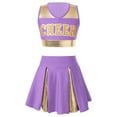 thumbnail image 1 of MSemis Kids Girls Cheerleading Dance Set V Neck Letter Print School Cheering Dance Outfits Uniform Lavender 10, 1 of 7