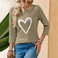 thumbnail image 2 of Bmawag Ladies Tops and Blouse Plus Size 3/4 Sleeve Crew Neck Solid Color Lightweight Pullover Tops Casual Loose Drawstring Sweatshirt Khaki XL, 2 of 8