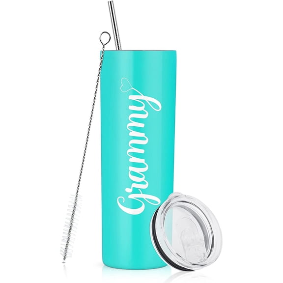 Mothers Day Gifts for Grandma, Grammy Stainless Steel Insulated Skinny Tumbler, New Grandma Gifts Gigi Mimi Christmas Gifts for Grandma to be Grammy Nana from Grandchildren(20oz, Mint)