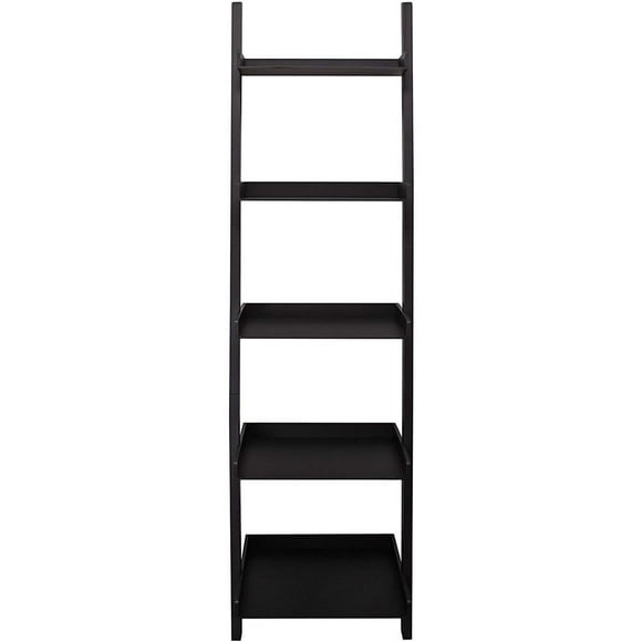 Hadfield – Étagère inclinée noire à cinq tablettes. Dimensions : H 67 po x L 18 po x P 13,5 po.