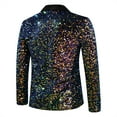 thumbnail image 5 of Cloudstyle Men's Shawl Lapel Sequined Blazer, Slim Fit Crinkle-Texture Dinner Jacket for Banquets & Events, 5 of 10