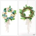 thumbnail image 4 of Corona rústica redonda de rosas, corona de vegetación de temporada, puerta de entrada de primavera Azul rosado, 4 of 6