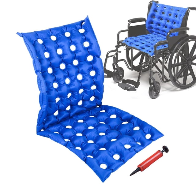Cojín Inflable MESINURS Azul con Respaldo Completo para Silla de Ruedas para Personas Mayores Discap