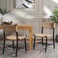thumbnail image 6 of SAFAVIEH Masha Coastal Paper String Solid Dining Bistro Chair, Natural/Black (Set of 2), 6 of 18