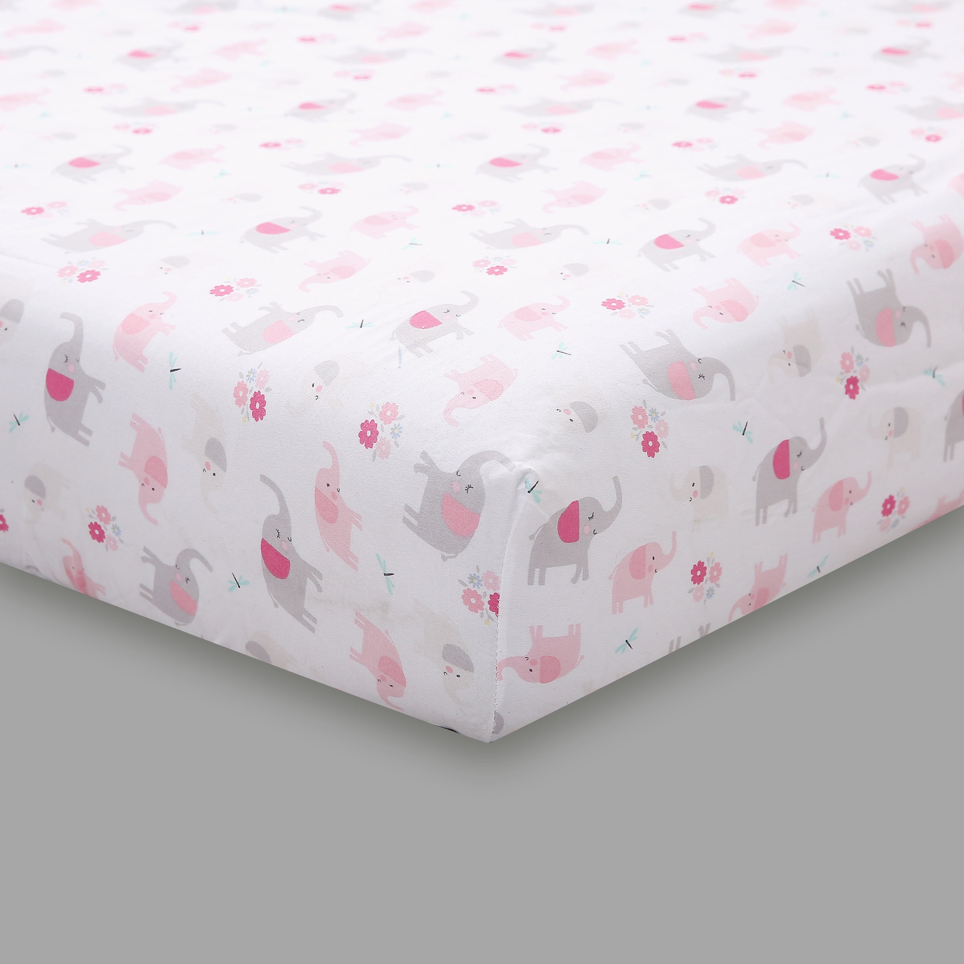 Sweet Baba Belle Elephant 3 PC Crib Bedding Set, Pink Crib Set for Baby Girls