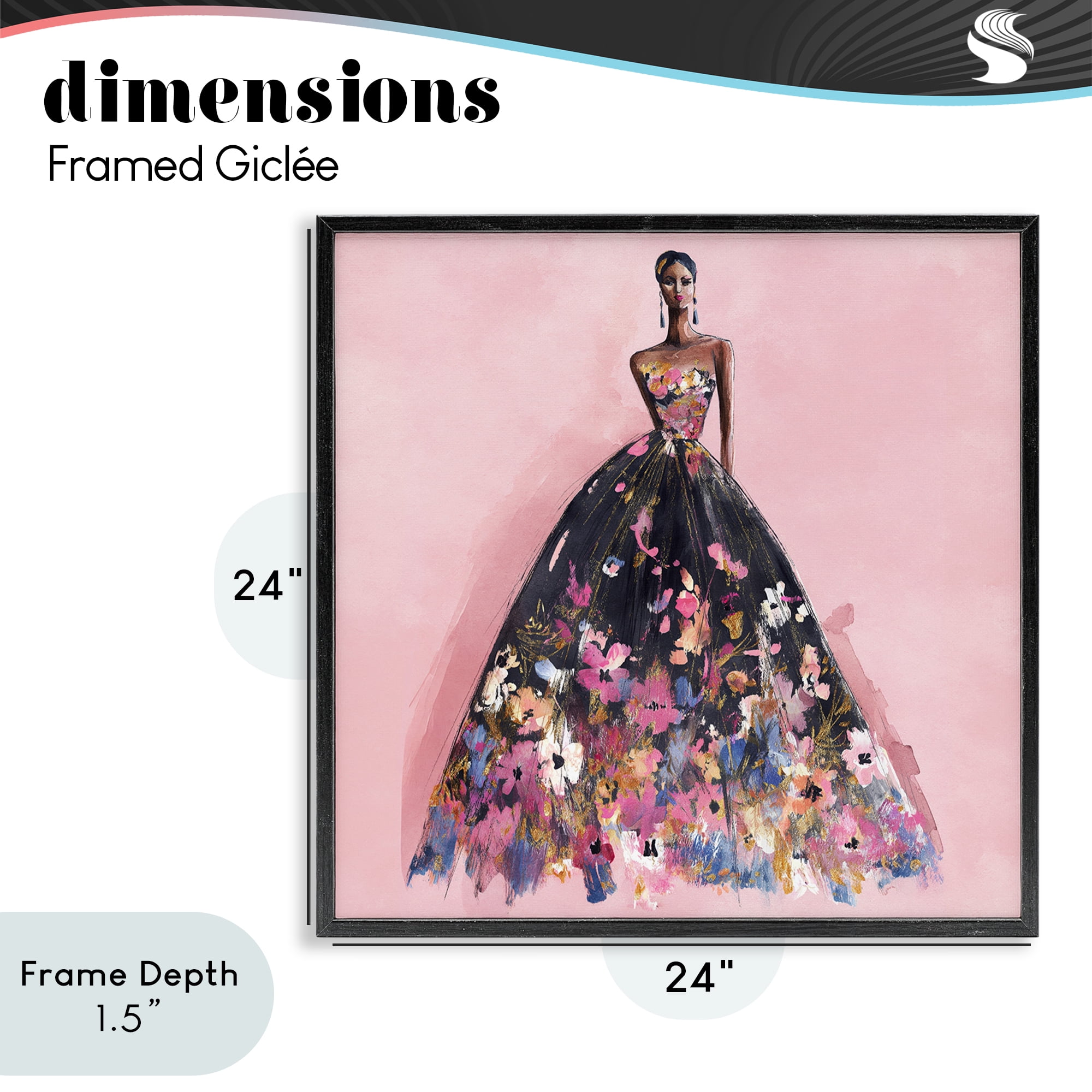 Stupell Industries Floral Reverie Gown Black Framed Giclee Art, design by Svetlana Aleynikova