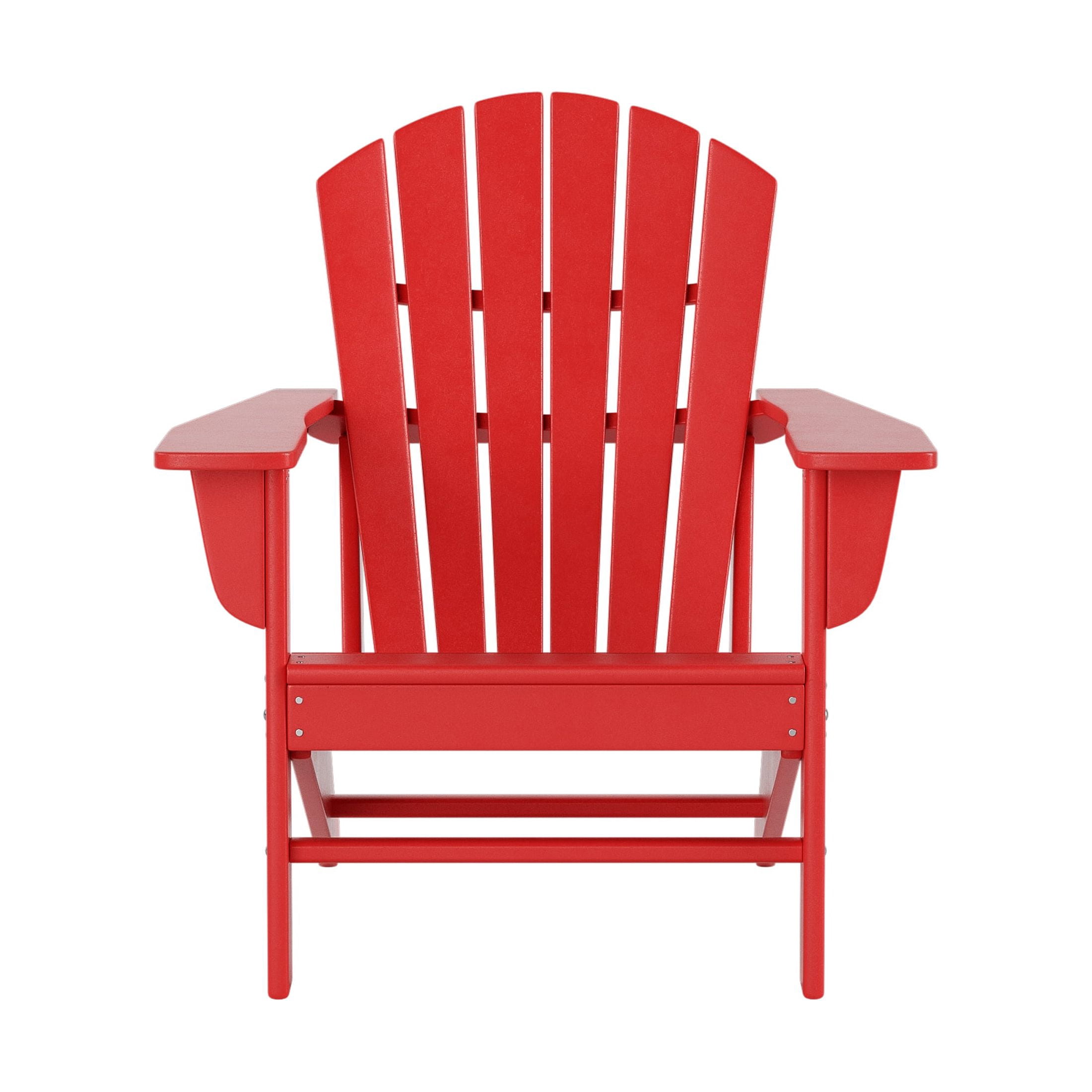 Westin Outdoor 4-Piece Adirondack Patio Chairs with Ottoman Footrest Set, Red