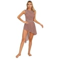 thumbnail image 2 of Aislor Womens Lyrical Dance Figure Skating Sleeveless Chiffon Flowy High-Low Leotard Dress A Dusty Pink S, 2 of 7