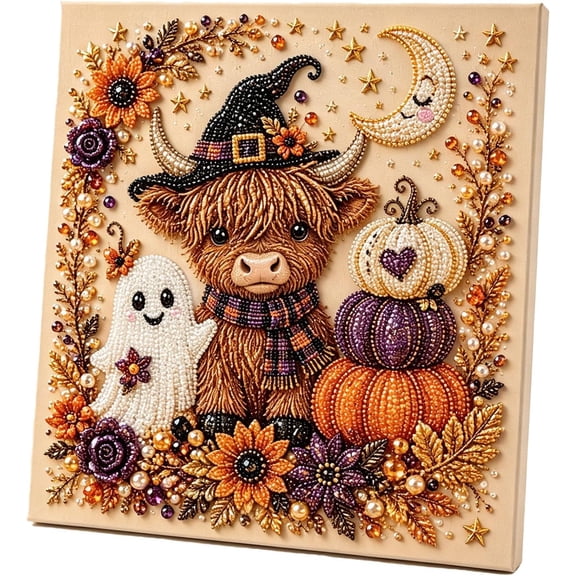 Halloween Ghost Pearl Art DIY Kit, Spooky Cute 3D Diamond Painting Crafts for Adults, DIY Fall Home Decor Wall Art, Beginner DIY Seasonal Party Gift (#C)