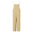 thumbnail image 5 of OVBMPZD Strap Jumpsuit Women Beige Wide Leg Baggy Flowy Pockets Vacation High Waist Jumpsuits Women Rompers XL, 5 of 5