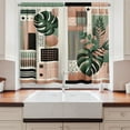 thumbnail image 3 of Ambesonne Monstera Kitchen Curtains, Mid Century Boho Shapes, 55"x24", Evergreen Pale Rust Brown, 3 of 3