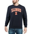 thumbnail image 4 of Men's Colosseum Navy Illinois Fighting Illini Arch & Logo Crew Neck Sweatshirt, 4 of 5